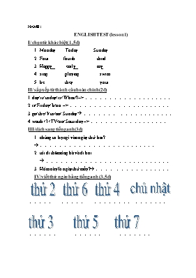 3 Đề kiểm tra môn Tiếng Anh Lớp 4